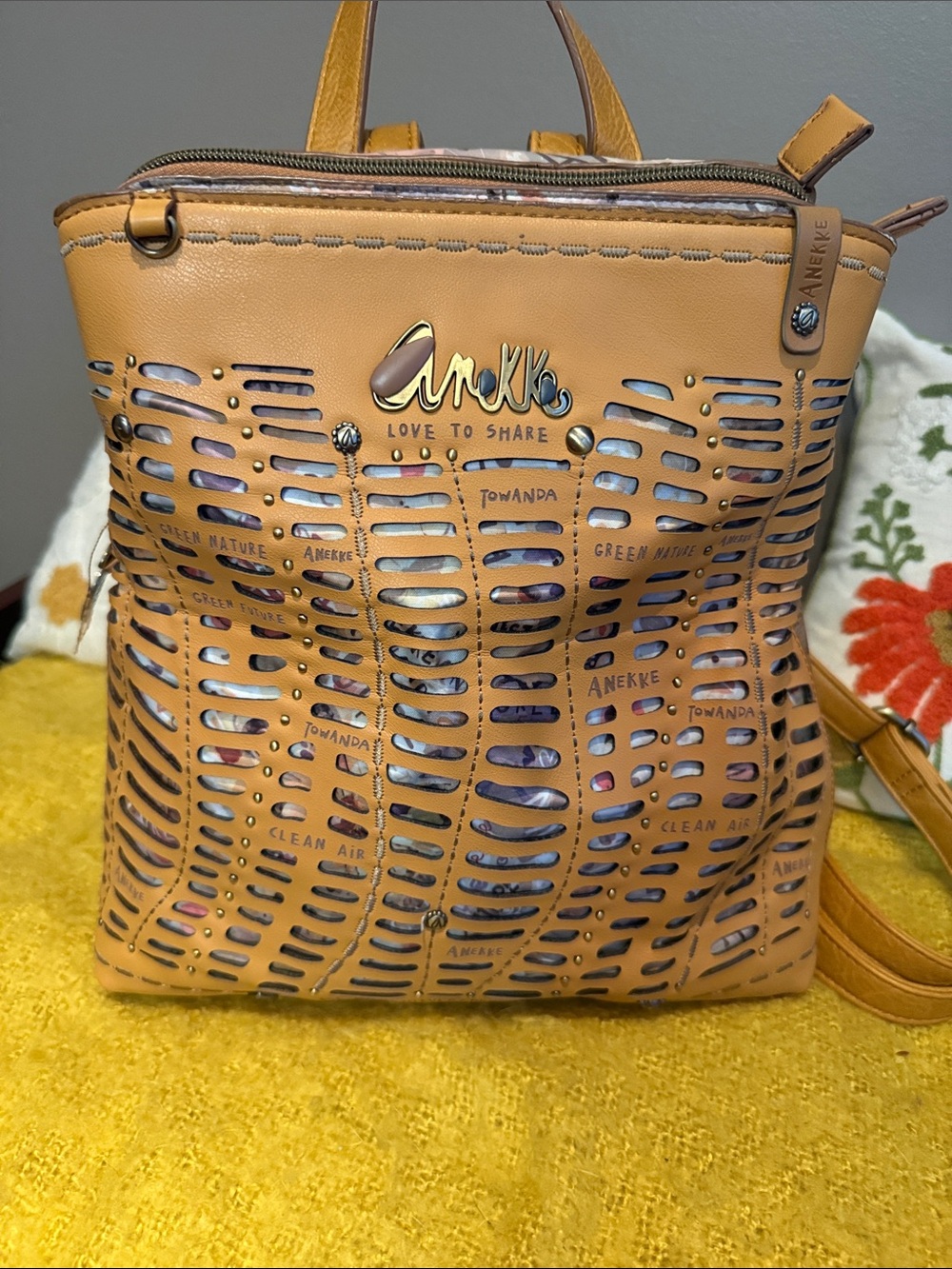 Anekke Tan Laser-Cut Backpack - Love to Share